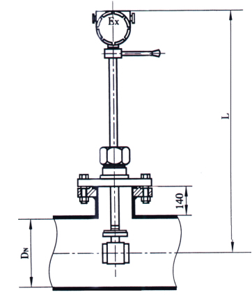 插入式蒸汽流量計剖面圖