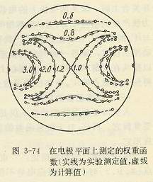 在電極平面上測定的權重函數